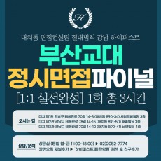 [2026 정시면접-1:1] 2026학년도 정시 부산교대 영상업로드 면접 1:1 컨설팅 - 1회 3시간 (면접컨설팅)
